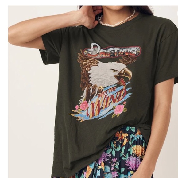 Spell Tops - Spell Dark brown drifting w the wind Eagle Graphic T-Shirt Pima cotton